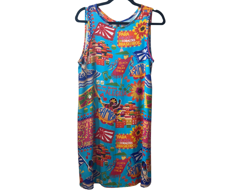 Vestido Cavado Bloco da Balacobaco - AZUL