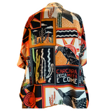 kimono curto pássaro - PRETO