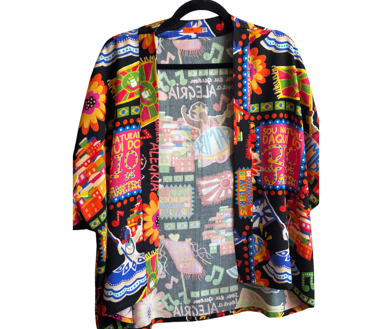 kimono curto bloco - PRETO