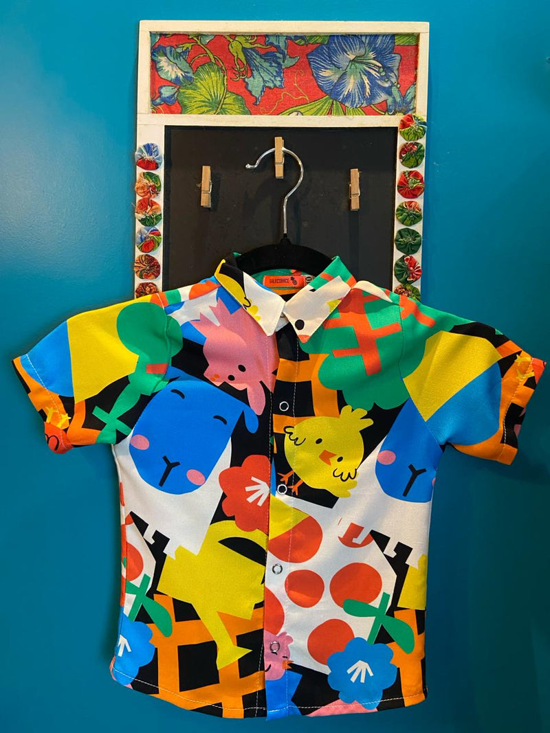 Camisa infantil fazendinha - PRETO