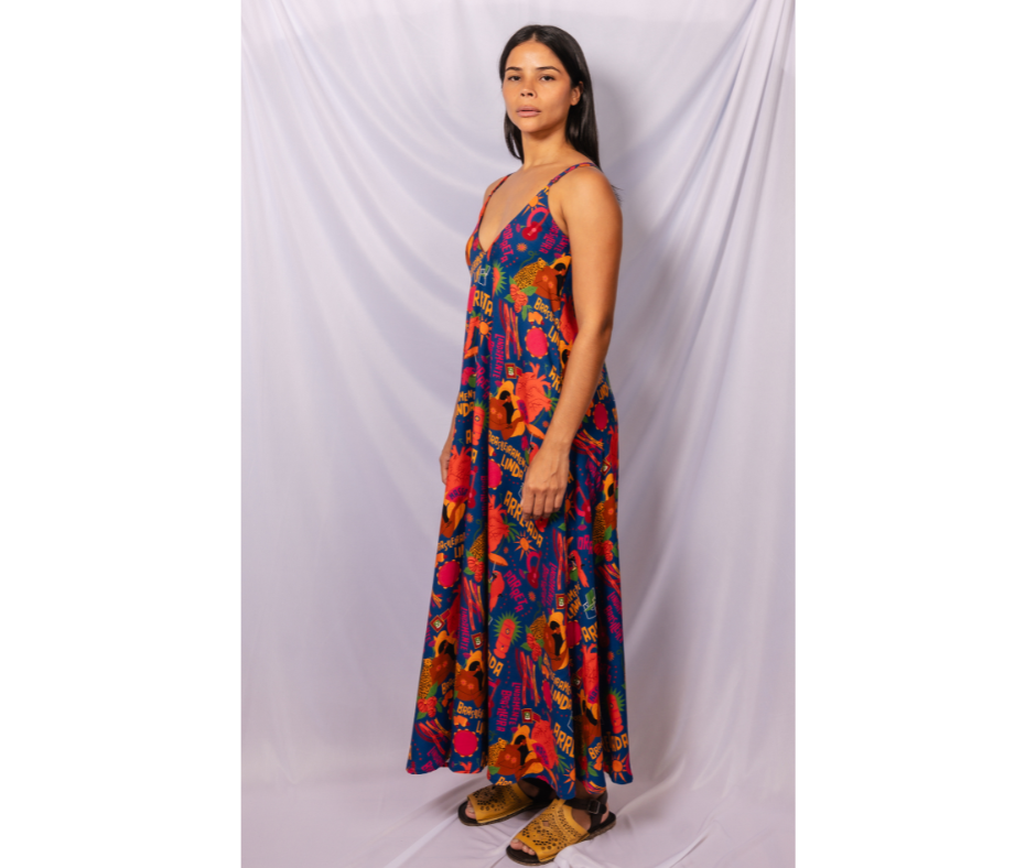 Vestido Longo Brasileiramente linda - AZUL