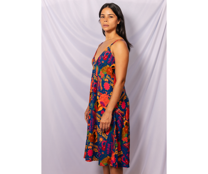 Vestido Longuete Brasileiramente linda - AZUL