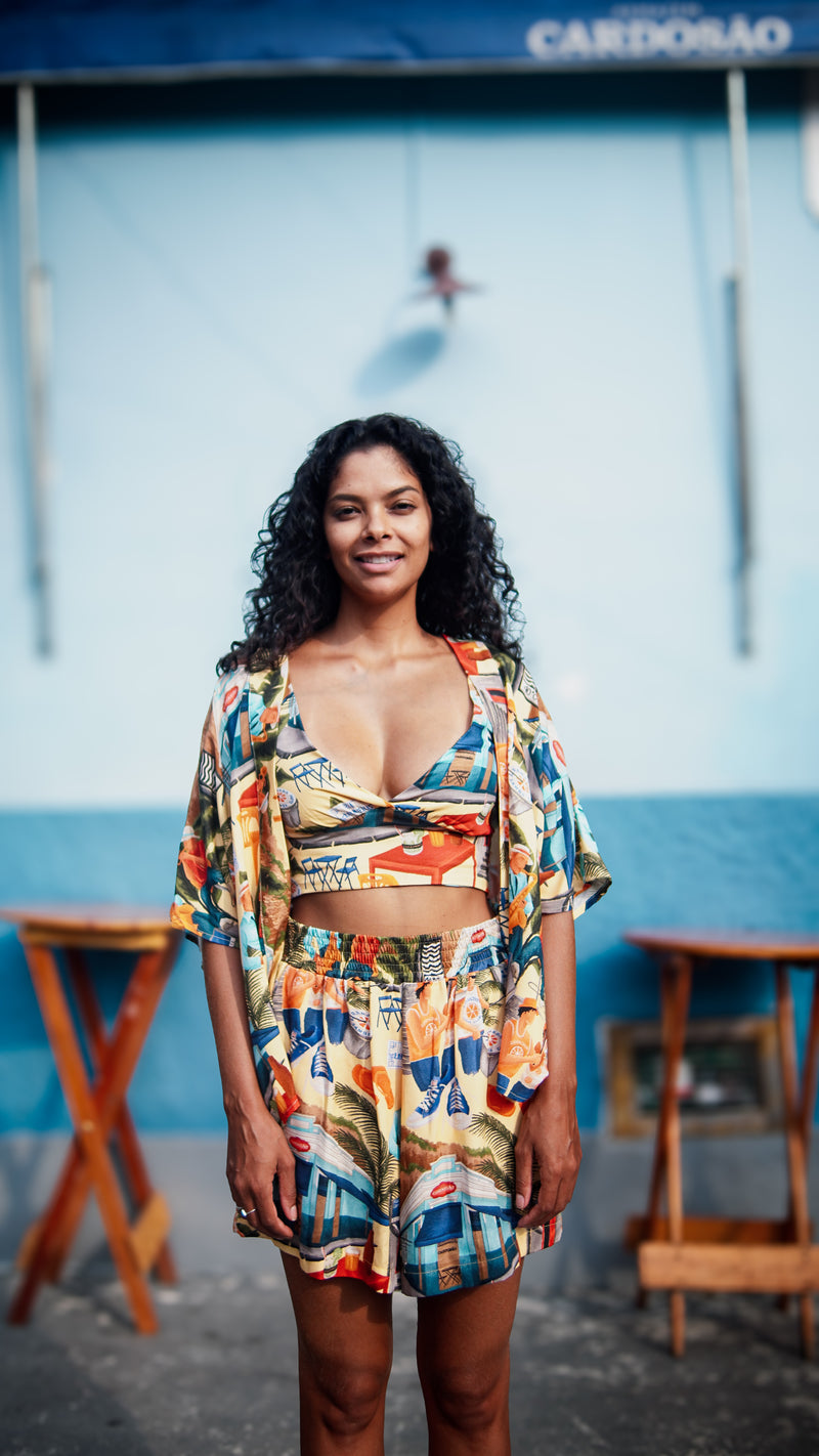 Kimono longo laranjeiras