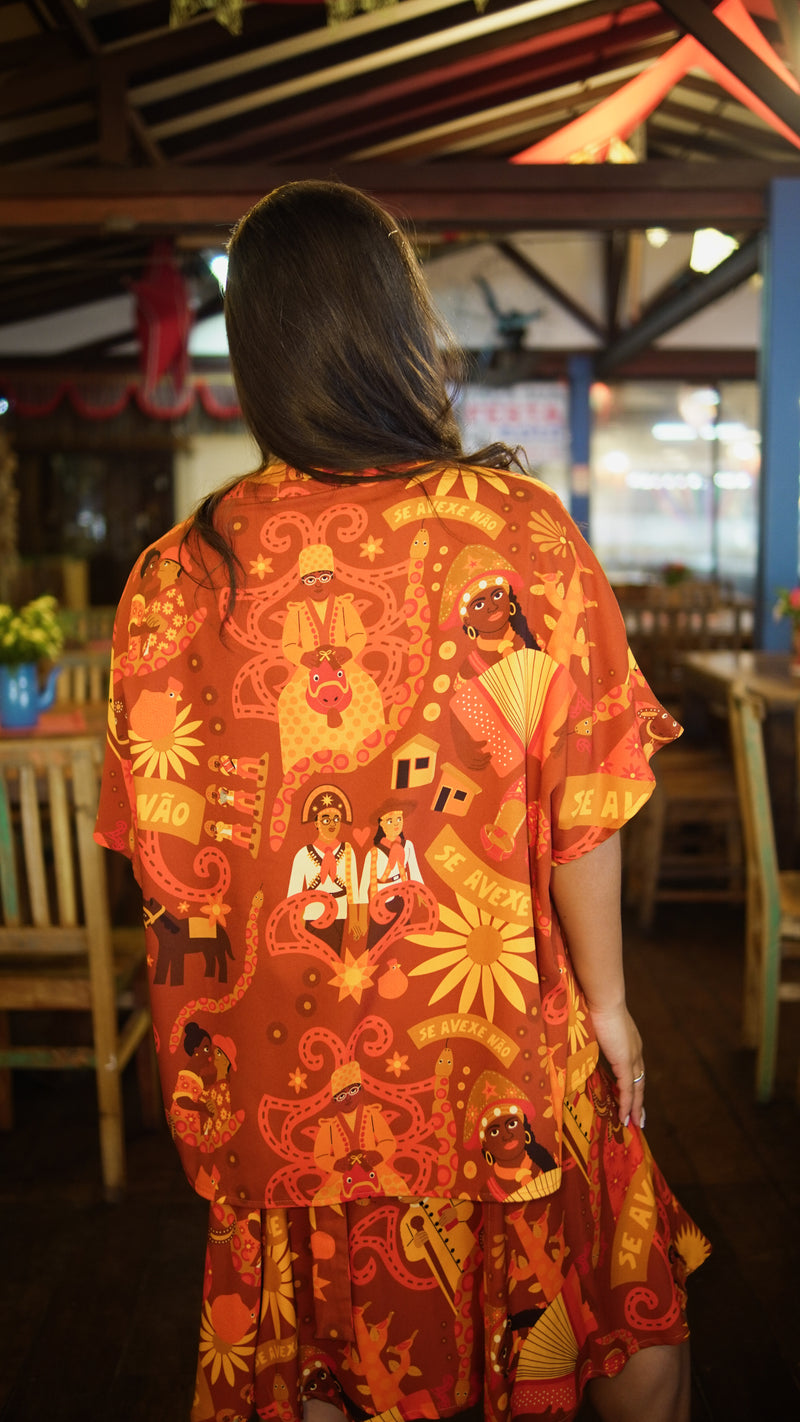 Kimono curto Avexe - terra