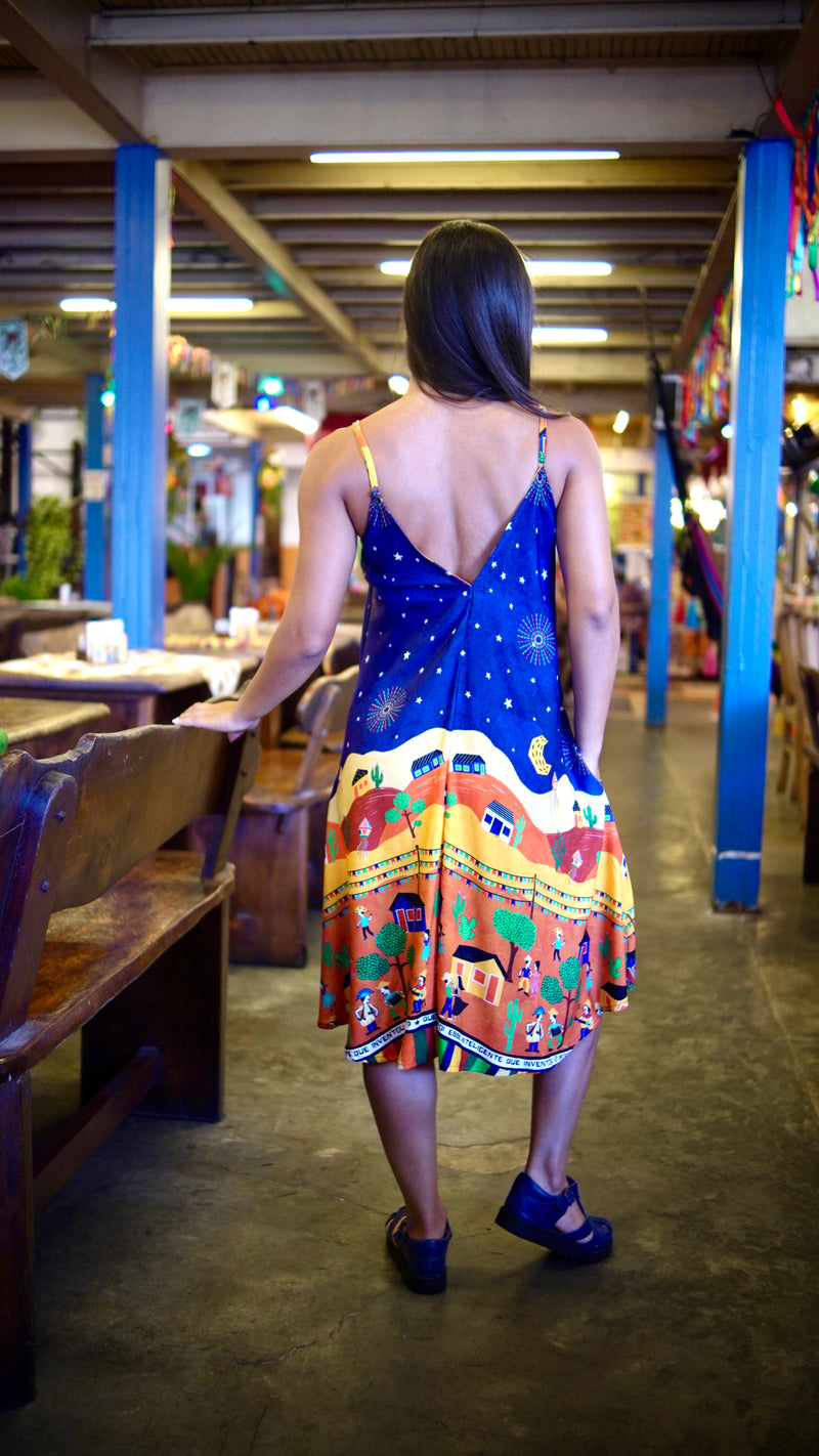 Vestido Longuette Forró - AZUL