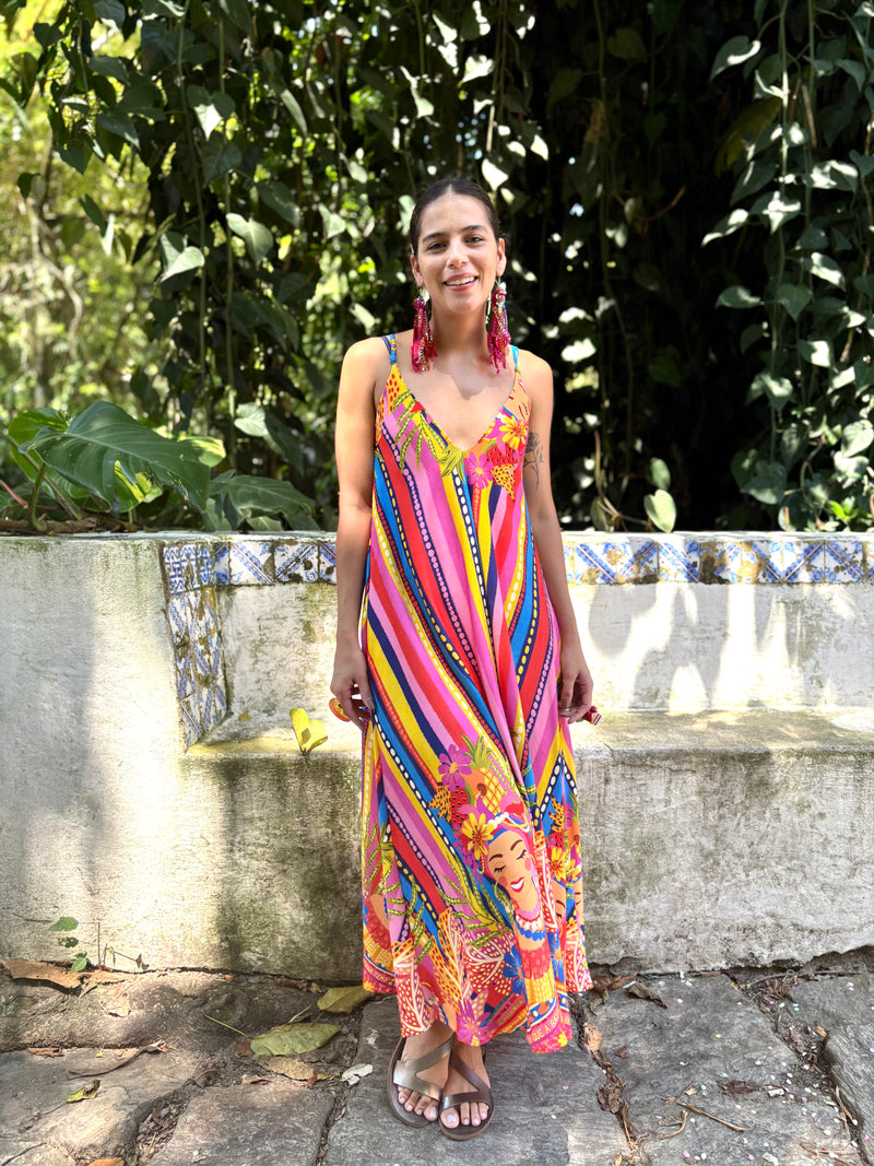 Vestido Carmen Miranda - coloridos