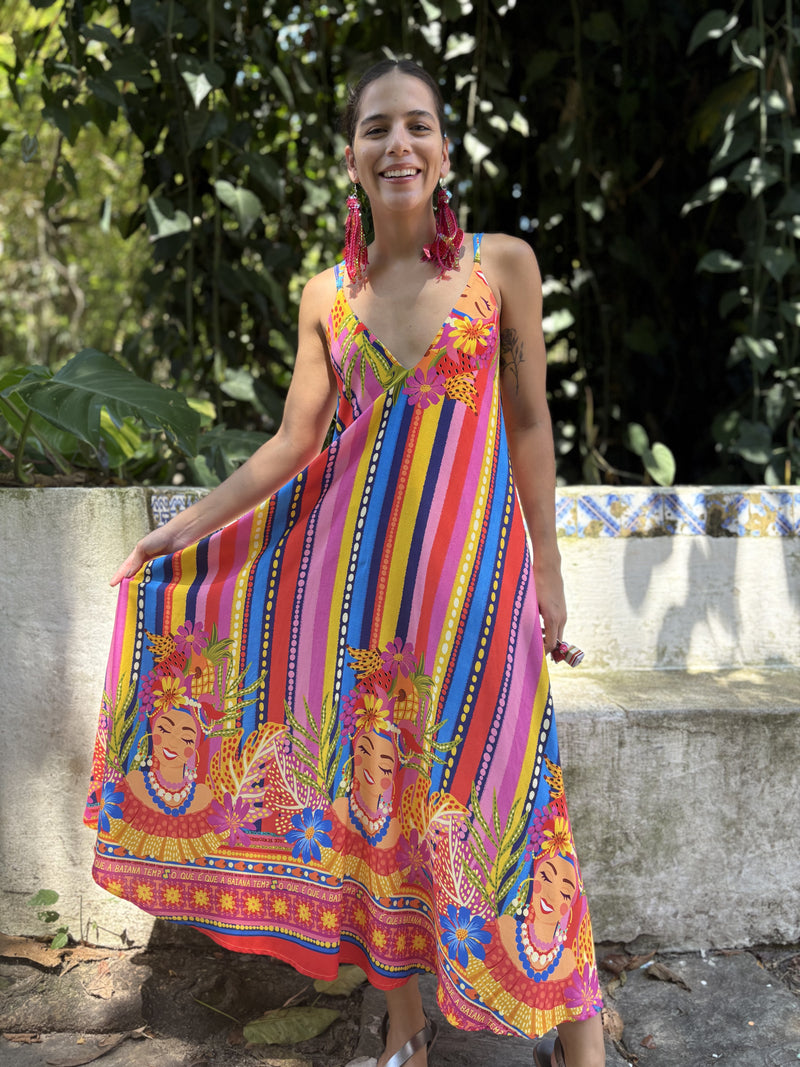 Vestido Carmen Miranda - coloridos