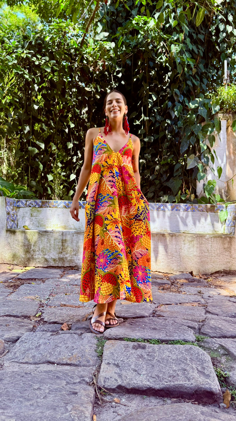 Vestido longo Frutas - coloridos
