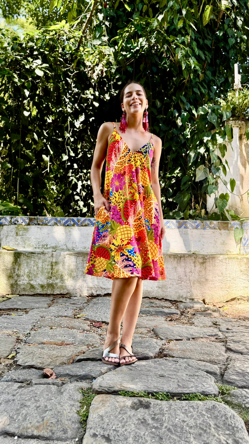 VESTIDO LONGUETE FRUTAS - coloridos