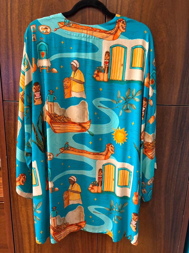 kimono longo carranca - AZUL