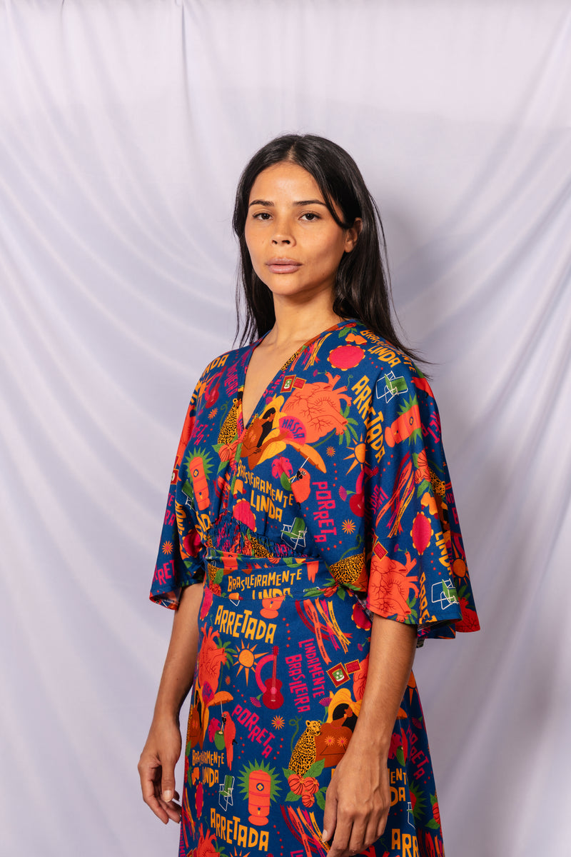 Blusa Manga Morcego Brasileiramente linda - AZUL