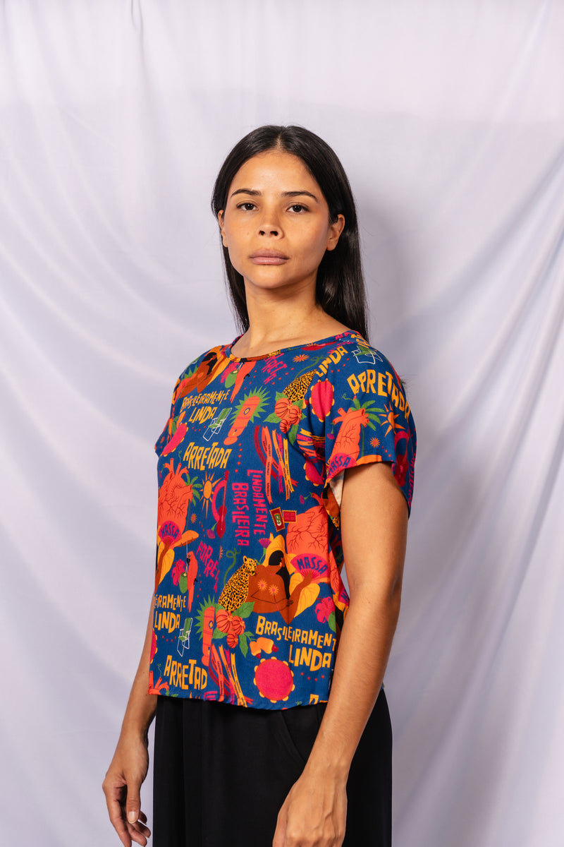 T-shirt Brasileiramente Linda - AZUL