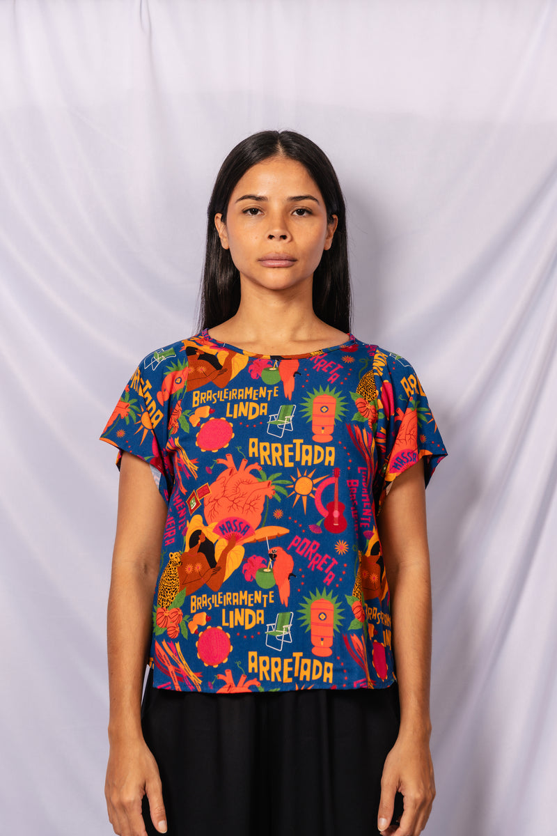 T-shirt Brasileiramente Linda - AZUL